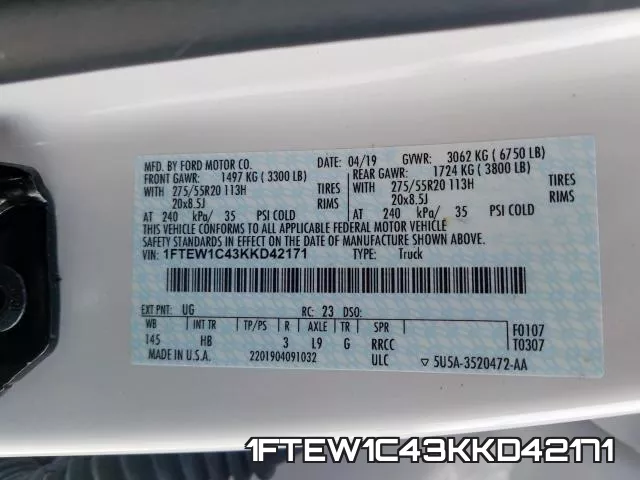1FTEW1C43KKD42171 фото 2
