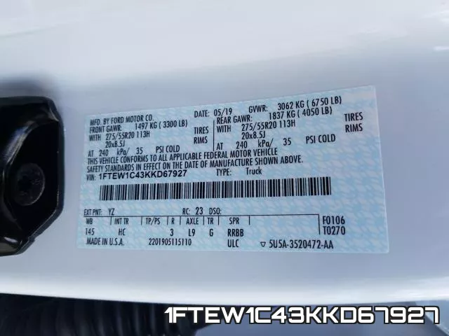 1FTEW1C43KKD67927 фото 2