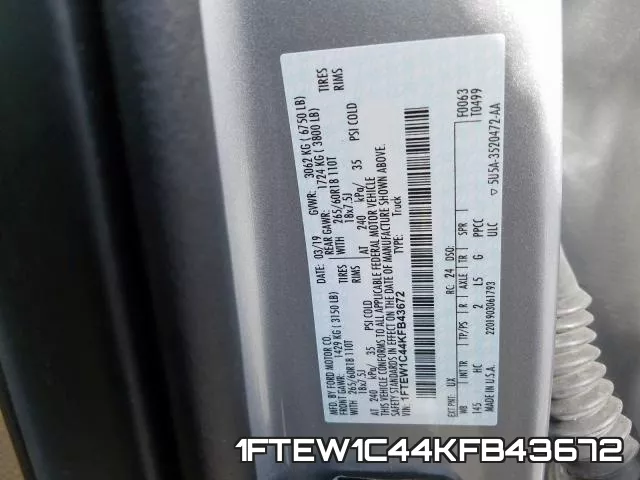 1FTEW1C44KFB43672 фото 2