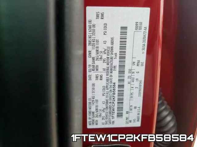 1FTEW1CP2KFB58584 фото 2