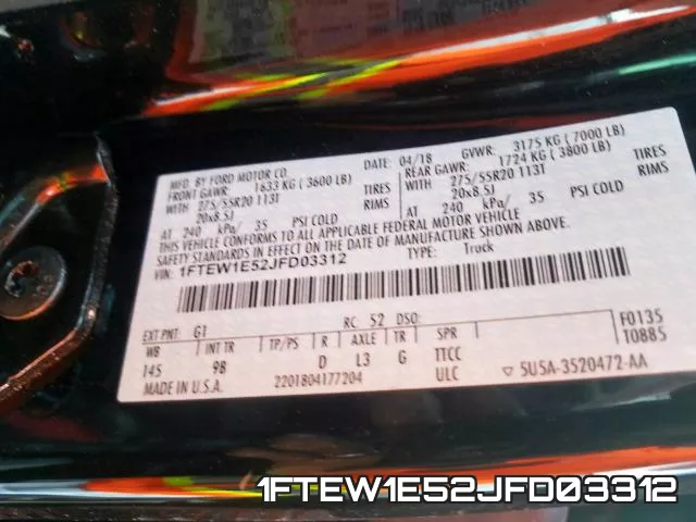 1FTEW1E52JFD03312 фото 2