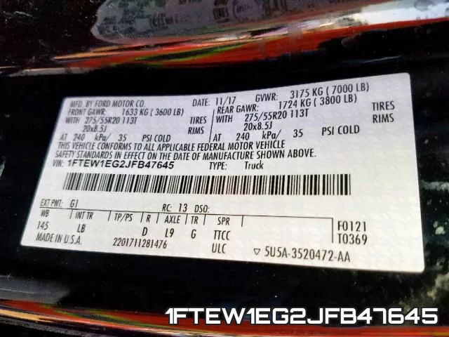 1FTEW1EG2JFB47645 фото 2