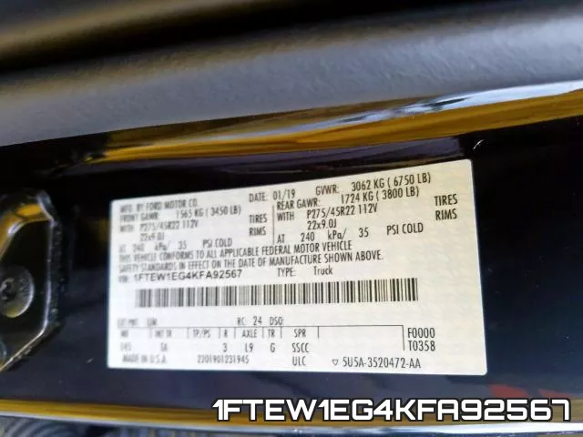 1FTEW1EG4KFA92567 фото 2
