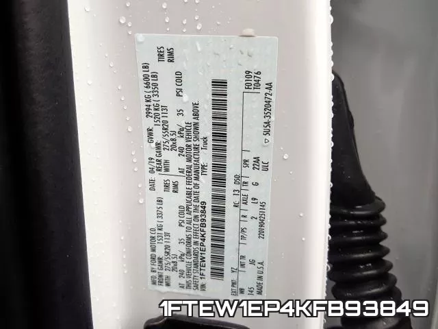 1FTEW1EP4KFB93849 фото 2