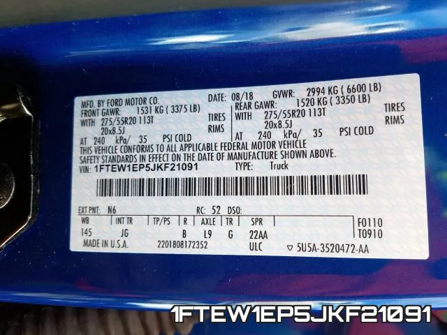 1FTEW1EP5JKF21091 фото 2