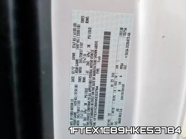 1FTEX1C89HKE53784 фото 2