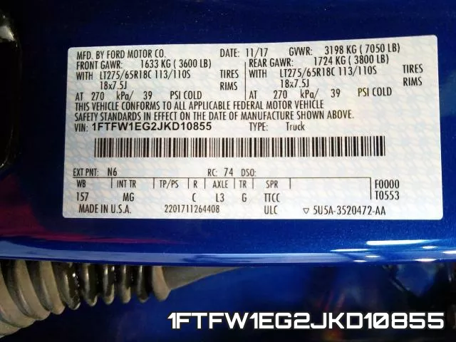 1FTFW1EG2JKD10855 фото 2