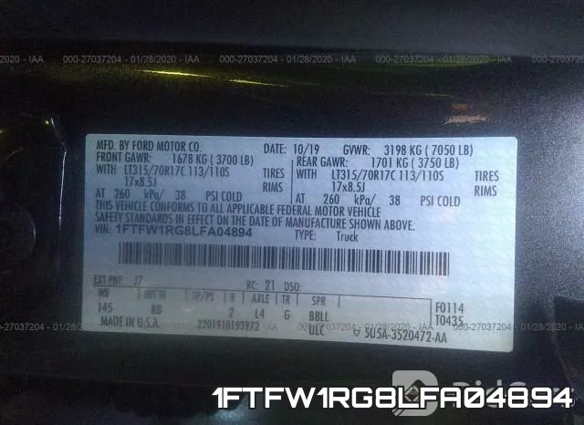 1FTFW1RG8LFA04894 фото 10