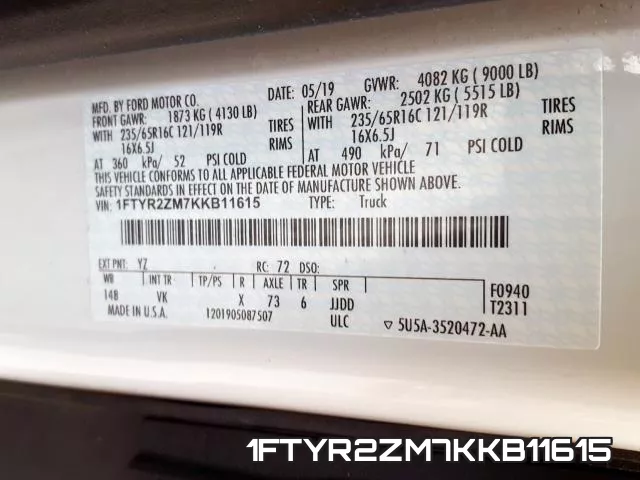 1FTYR2ZM7KKB11615 фото 2