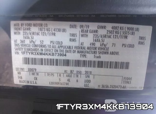 1FTYR3XM4KKB73904 фото 10
