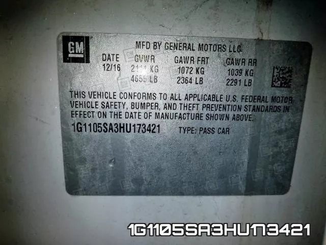 1G1105SA3HU173421 фото 2