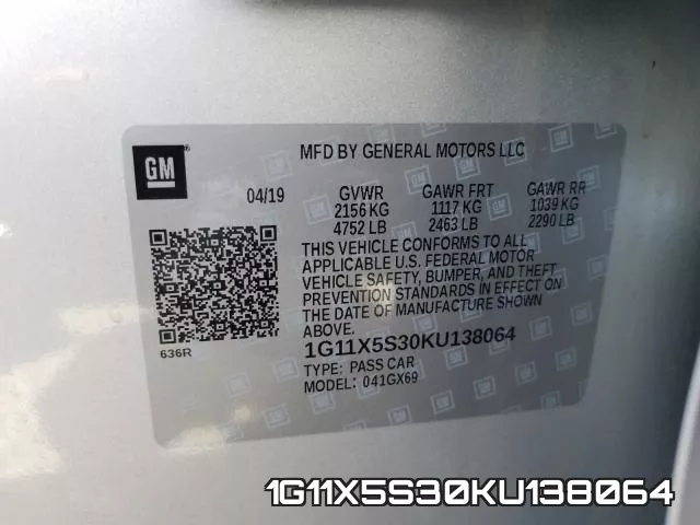 1G11X5S30KU138064 фото 2