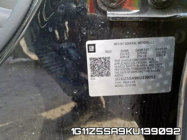 1G11Z5SA9KU139092 фото 2
