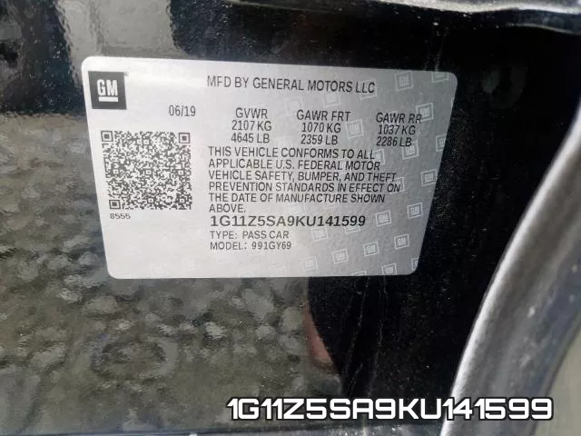 1G11Z5SA9KU141599 фото 2