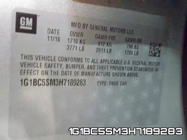 1G1BC5SM3H7189283 фото 2