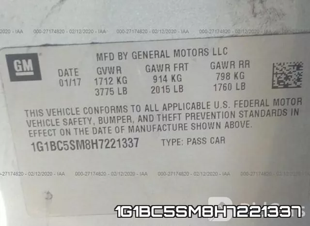 1G1BC5SM8H7221337 фото 10