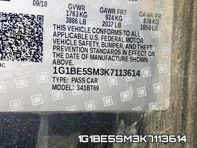 1G1BE5SM3K7113614 фото 2