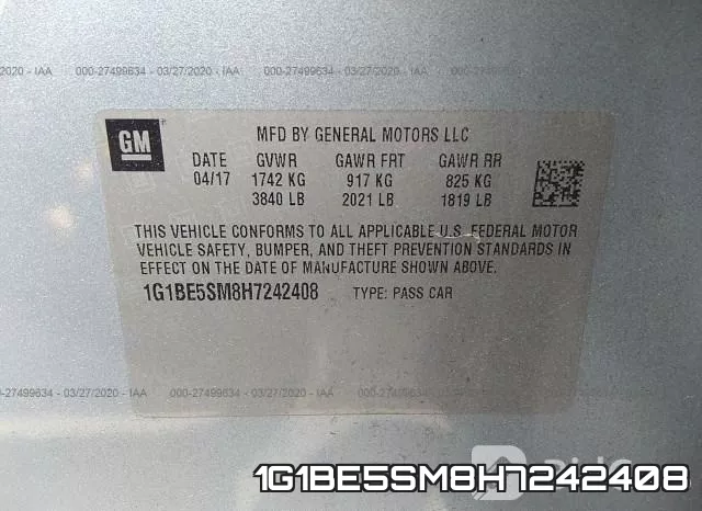 1G1BE5SM8H7242408 фото 10