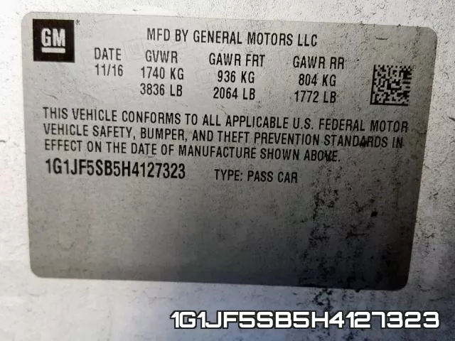 1G1JF5SB5H4127323 фото 2