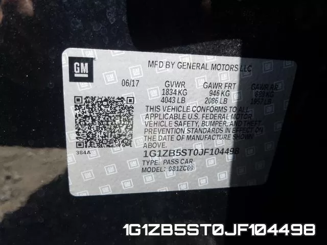 1G1ZB5ST0JF104498 фото 2