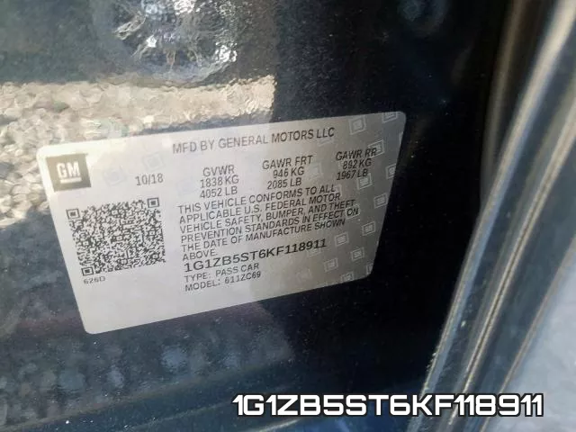 1G1ZB5ST6KF118911 фото 2