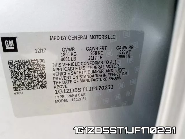 1G1ZD5ST1JF170231 фото 2
