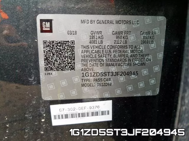 1G1ZD5ST3JF204945 фото 2