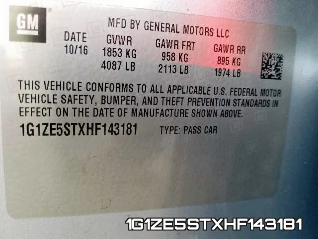 1G1ZE5STXHF143181 фото 2