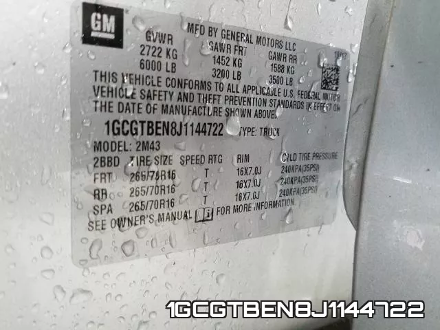 1GCGTBEN8J1144722 фото 2