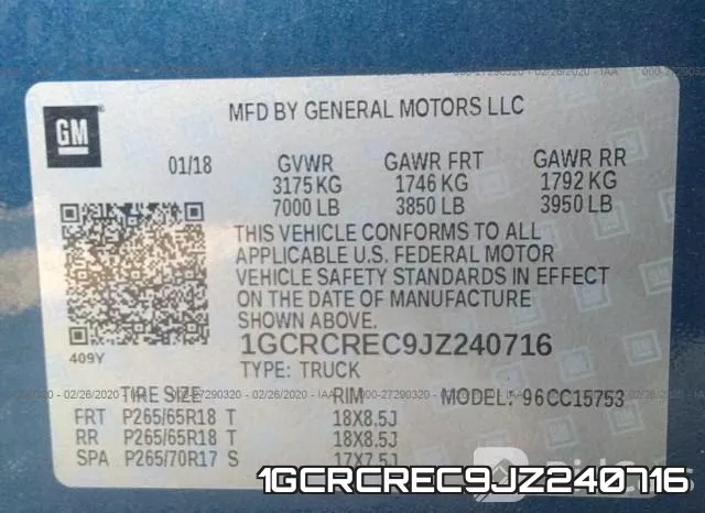 1GCRCREC9JZ240716 фото 10