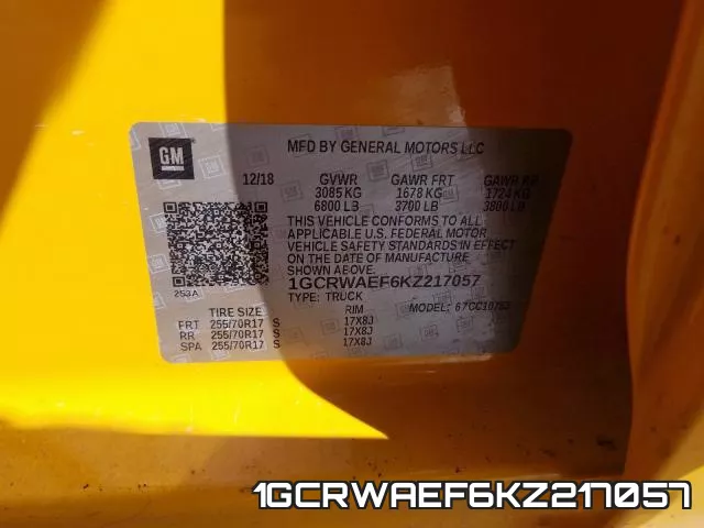 1GCRWAEF6KZ217057 фото 2