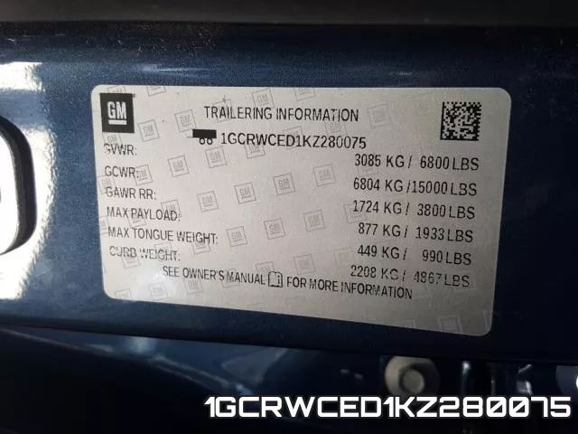 1GCRWCED1KZ280075 фото 2
