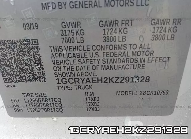 1GCRYAEH2KZ291328 фото 10