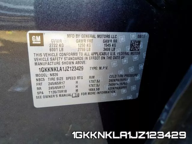 1GKKNKLA1JZ123429 фото 2