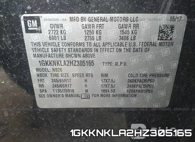 1GKKNKLA2HZ305165 фото 10