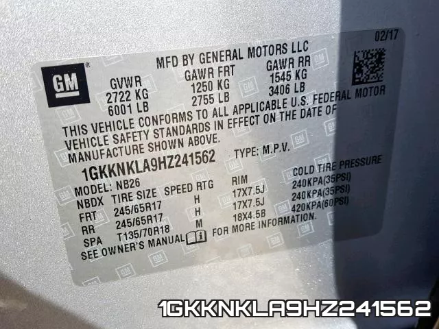1GKKNKLA9HZ241562 фото 2