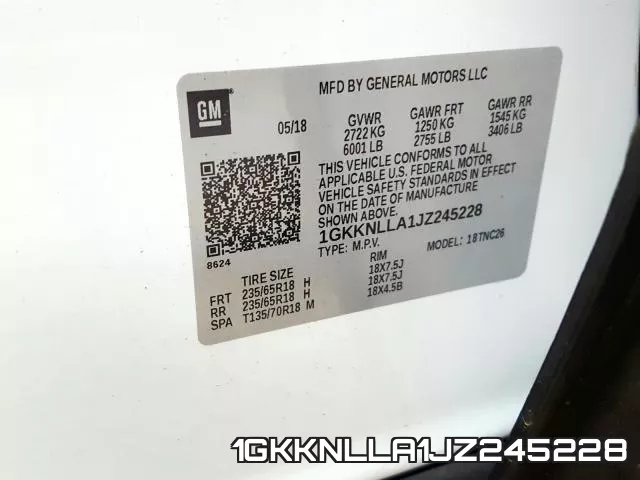 1GKKNLLA1JZ245228 фото 2