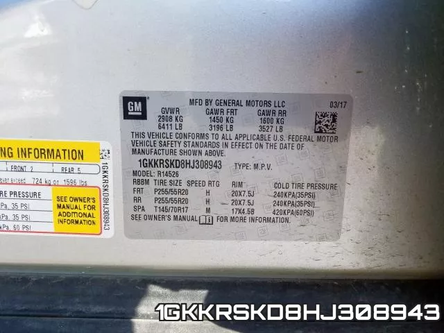 1GKKRSKD8HJ308943 фото 2