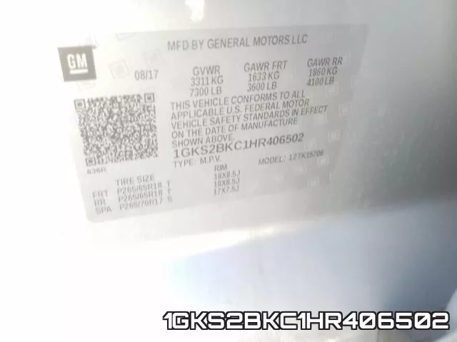 1GKS2BKC1HR406502 фото 2