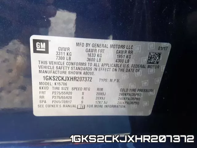 1GKS2CKJXHR207372 фото 2