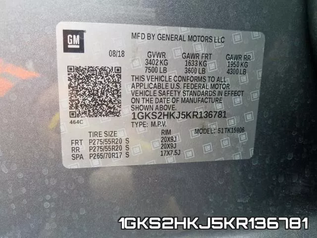 1GKS2HKJ5KR136781 фото 2