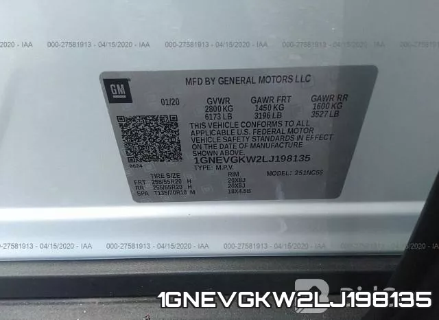 1GNEVGKW2LJ198135 фото 10