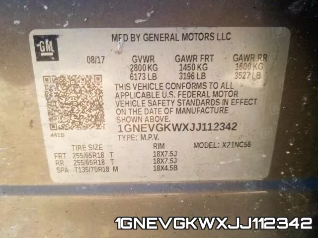 1GNEVGKWXJJ112342 фото 2