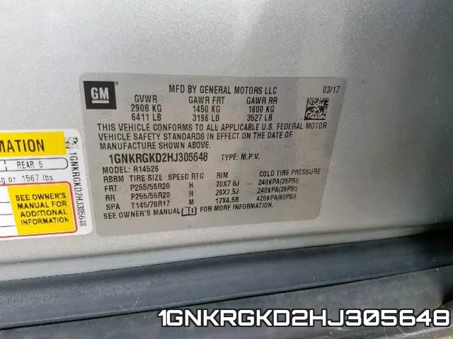 1GNKRGKD2HJ305648 фото 2