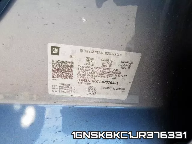 1GNSKBKC1JR376331 фото 2