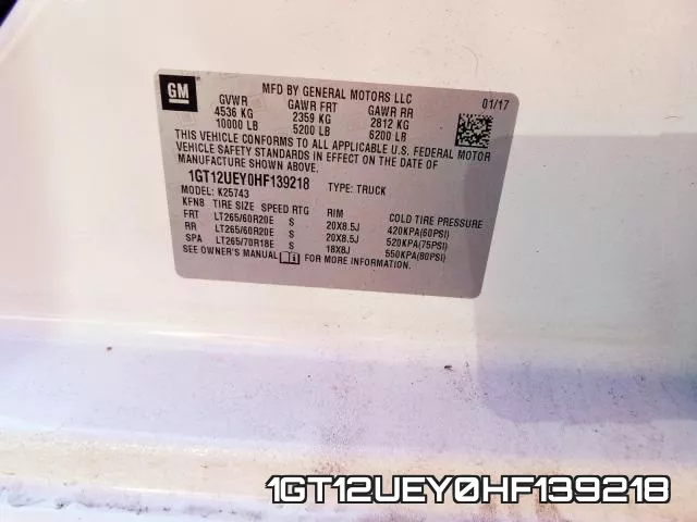 1GT12UEY0HF139218 фото 2