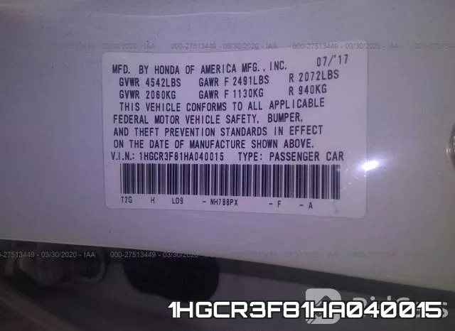 1HGCR3F81HA040015 фото 10