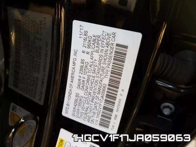 1HGCV1F17JA059063 фото 2