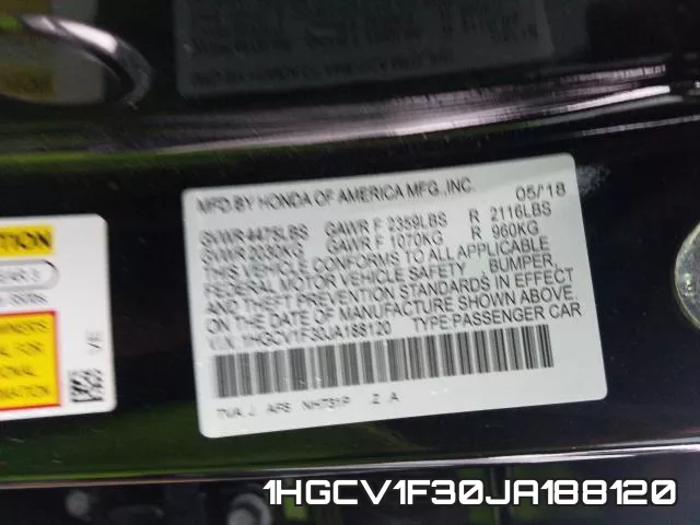 1HGCV1F30JA188120 фото 2