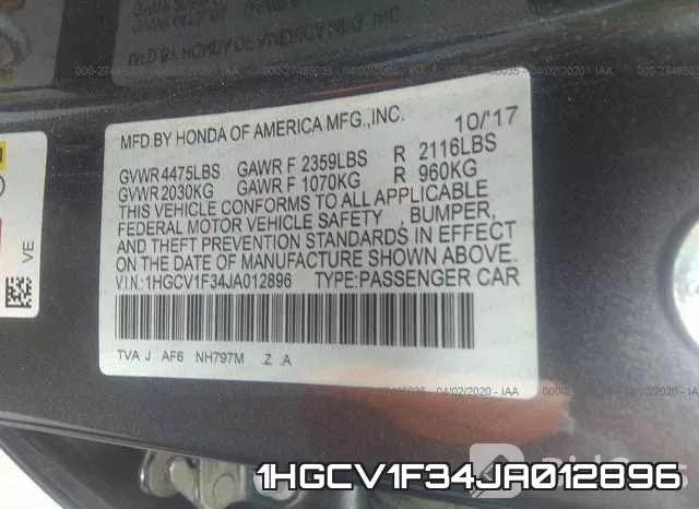 1HGCV1F34JA012896 фото 10